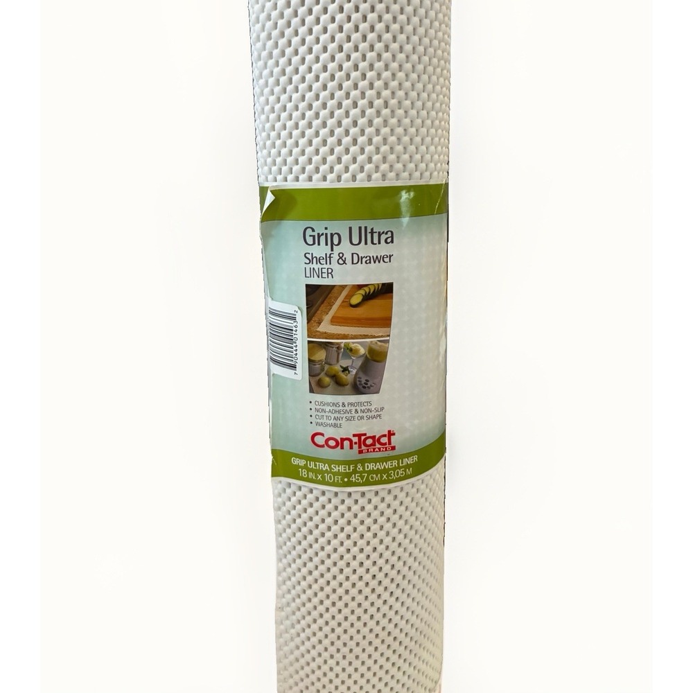 NEW! Contact Grip Ultra Non-Adhesive Shelf & Drawer Liner Color White 18"x10'